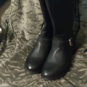 Faux leather riding boots